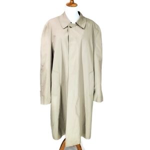 London Fog Vintage Men's Lined Trench Coat Classic Khaki Maincoats Size 44 L EUC